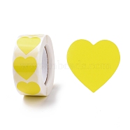 Heart Paper Stickers, Adhesive Labels Roll Stickers, Gift Tag, for Envelopes, Party, Presents Decoration, Yellow, 25x24x0.1mm, 500pcs/roll(DIY-I107-01G)
