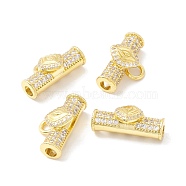 Brass Micro Pave Cubic Zirconia Pendants, Long-Lasting Plated, Column with Rhombus, Real 18K Gold Plated, 14x21x8mm, Hole: 3.2~3.7mm(KK-E280-26G)