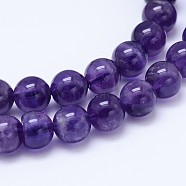 Natural Amethyst Round Bead Strands, Grade AB, DarkSlate Blue, 6mm, Hole: 0.8mm, about 64pcs/strand, 15.5 inch(X-G-M212-6mm-01B)