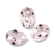 Glass Rhinestone Cabochons, Flat Back & Back Plated, Faceted, Oval, Light Rose, 8x6x4mm(RGLA-L029-17A-223)