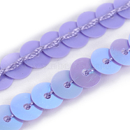 Plastic Paillette/Sequins Chain Rolls, Lilac, 6x0.8mm, about 5yards/card(PVC-WH0005-01A)