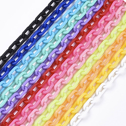Opaque Acrylic Cable Chains, Oval, Mixed Color, 13x8x2mm, 19.68 inch(50cm)/strand(SACR-N010-002)