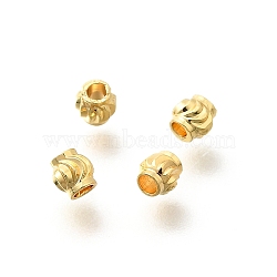 Brass Beads, Pumpkin, Real 18K Gold Plated, 3x3mm, Hole: 1.2mm(KK-K398-02G)