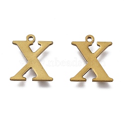 Vacuum Plating  304 Stainless Steel Charms, Laser Cut, Alphabet, Antique Bronze, Letter.X, 12.5x10.5x0.8mm, Hole: 1mm(STAS-H112-X-AB)