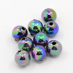 Plating Plastic Acrylic Round Beads, Multi-color Plated, 4mm, Hole: 1mm, about 14000pcs/ponud(PACR-L003-4mm-M)