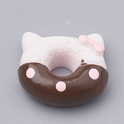 Resin Kitten Cabochons, Cat Donuts, Imitation Food, Lavender Blush, 14.5x16.5x6mm(X-CRES-N010-04E)