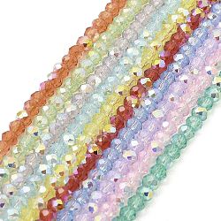 Baking Painted Transparent Glass Beads Strands, Imitation Opalite, Faceted, AB Color Plated, Round, Mixed Color, 4.5x4mm, Hole: 0.9mm, about 117~118pcs/strand, 17.13~17.32''(43.5~44cm)(DGLA-A034-J4mm-B)