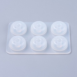 Silicone Bead Molds, Resin Casting Molds, For UV Resin, Epoxy Resin Jewelry Making, Round, White, 7.6x5.1x1cm, Hole: 6.5mm, Inner Size: 14mm, Inner Size: 14mm(X-DIY-F020-01-A)