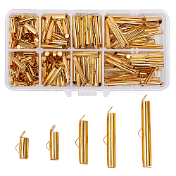 Iron Slide On End Clasp Tubes, Slider End Caps, Golden, 13.5x7x3cm, 3mm Inner Diameter, 200pcs/box(IFIN-PH0024-16G)