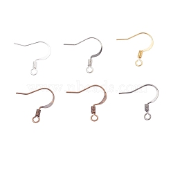 300Pcs 6 Color Brass French Earring Hooks, Flat Earring Hooks, Ear Wire, with Horizontal Loop, Nickel Free, Mixed Color, 17mm, Hole: 2mm, Pin: 0.7mm, 6 colors, 50pcs/color, 300pcs/box(KK-ZZ0001-05-NF)