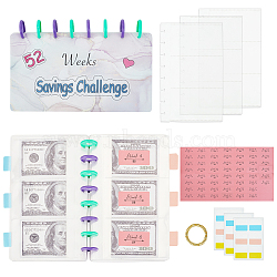 PVC 52 Weeks Saving Money Loose Leaf Organizer, Reusable Envelope Challenge Binder Budget Book, with Paper Rectangle Index Tabs, Mixed Color, 146x214x28mm(AJEW-GA0006-73)