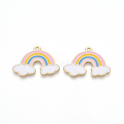 Alloy Enamel Pendants, Cadmium Free & Nickel Free & Lead Free, Rainbow Charm, Light Gold, Colorful, 19.5x28x1mm, Hole: 1.5mm(ENAM-S126-086-01-NR)