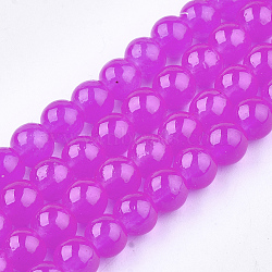 Baking Painted Imitation Jade Glass Round Bead Strands, Magenta, 6.5mm, Hole: 1.5mm, about 135~140pcs/strand, 31.8 inch(DGLA-Q021-6mm-04)