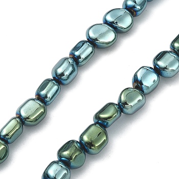 Electroplated Synthetic Non-magnetic Hematite Beads Strands, Long-Lasting Plated, Rice, Green Plated, 5~7x6~7x5~7mm, Hole: 0.8~0.9mm, about 64~65pcs/strand, 15.75~16.54 inch(40~42cm)