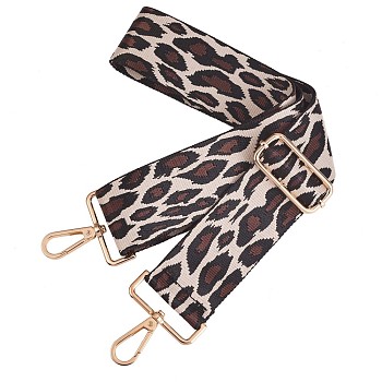 Wide Polyester Purse Straps, Replacement Adjustable Shoulder Straps, Retro Removable Bag Belt, with Swivel Clasp, for Handbag Crossbody Bags Canvas Bag, Leopard Print Pattern, 71~127x5cm