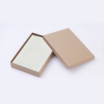 Kraft Paper Box, with White Sponge Mat, Rectangle, 18x12.5x3cm