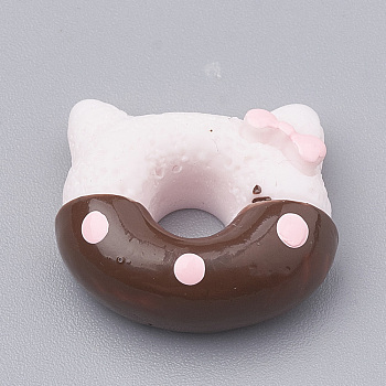 Resin Kitten Cabochons, Cat Donuts, Imitation Food, Lavender Blush, 14.5x16.5x6mm