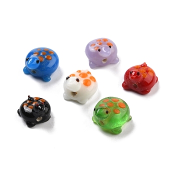 Handmade Lampwork Beads, Tortoise, Mixed Color, 14~16x12~14x10~11mm, Hole: 2mm