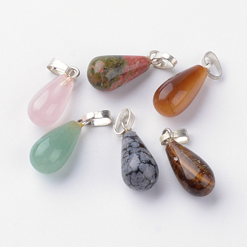 Synthetic & Natural Natural & Synthetic Mixed Stone Pendants, Dyed, teardrop, Mixed Color, 17~18x7~8mm, Hole: 2.5x5.5mm