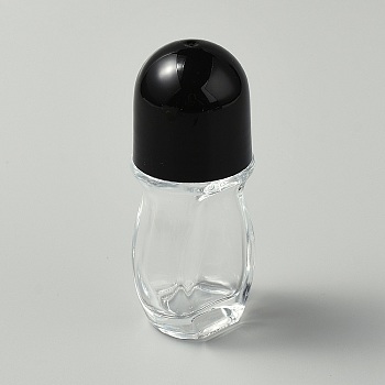 Transparent Glass Roller Ball Bottles, Refillable Bottle, with Plastic Cover, Column, Clear, 3.9x10.2cm, Capacity: 30ml(1.01fl. oz)