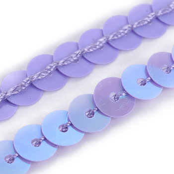 Plastic Paillette/Sequins Chain Rolls, Lilac, 6x0.8mm, about 5yards/card