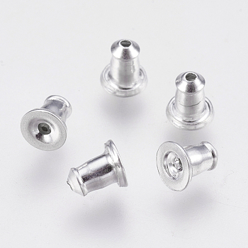 Aluminum Ear Nuts, Earring Backs, Bell, Platinum, 5x4.5mm, Hole: 0.7mm