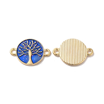 Alloy Enamel Connector Charms, Tree of Life Links, Light Gold, Nickel, Medium Blue, 14.5x20x1.5mm, Hole: 1.8mm