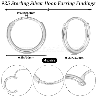 4 Pairs 925 Sterling Silver Huggie Hoop Earring Findings(STER-BBC0005-36S)-2