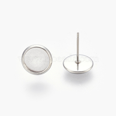 Eco-Friendly 316 Surgical Stainless Steel Stud Earring Settings(X-STAS-F181-01P-8mm)-2