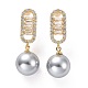 Clear Cubic Zirconia Oval with Plastic Pearl Dangle Stud Earrings(EJEW-A072-11LG-B)-1