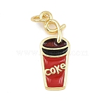 Brass Enamel Pendants, Golden, with Jump Ring, Drink, 22x8.5x2mm, Hole: 2.5mm(KK-Z138-01G-02)