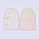 Wooden Fairy Door Decoration, Antique White, 9.9x6.75x0.2~0.3cm(WOOD-WH0017-02C)