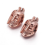Tibetan Style Alloy Beads, Mask, Antique Rose Gold, 18x10x11mm, Hole: 1.5mm(PALLOY-F224-15ARG)