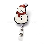 Christmas Snowman Glitter Powder Felt & ABS Plastic Badge Reel, Retractable Badge Holder, with Iron Alligator Clip, Platinum, Antique White, 10.7cm, Snowman: 70x37x28mm(AJEW-I053-08)