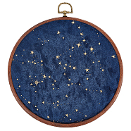 Galaxy Enamel Pin Hoop, Corduroy Wall Hanging Brooch,  Flat Round, Midnight Blue, 240x215x10mm, Hole: 17.5x22.5mm(FIND-WH0260-64A)