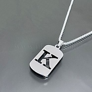 Titanium Steel Box Chain Necklaces, Rectangle with Letter K Pendant Necklaces (YT2090-11)