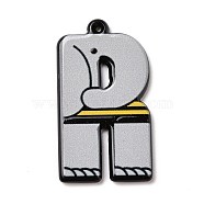 Circus Theme Printed Acrylic Pendants, Joker, Letter A~Z, Letter.R, 32.5~36x9~30.5x2~2.5mm, Hole: 0.7~1.6mm(OACR-D008-06R)