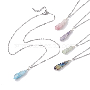 304 Stainless Steel Cable China Necklaces, Natural Gemstone Pendant Necklaces, Stainless Steel Color, 11.81 inch(30cm)(NJEW-JN04869-02)