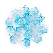 Transparent Glass Beads, Flower, Two Tone, Deep Sky Blue, 12x13x3mm, Hole: 1.2mm(GLAA-H016-10J-22)