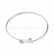 Adjustable 304 Stainless Steel Wire Cuff Bangle Making, with Irremovable Ball, Stainless Steel Color, Inner Diameter: 2-3/4 inch(7.1cm)(MAK-F286-02P)