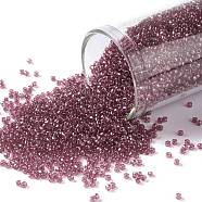 TOHO Round Seed Beads, Japanese Seed Beads, (356) Inside Color Light Amethyst/Fuscia Lined, 15/0, 1.5mm, Hole: 0.7mm, about 3000pcs/bottle, 10g/bottle(SEED-JPTR15-0356)