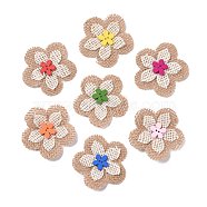 Handmade Linen Ornament Accessories, with Wood Beads, for DIY Craft Making, Flower, Mixed Color, 51~52x4.5mm(DIY-L052-09)