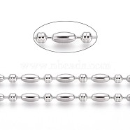 304 Stainless Steel Ball Chains, Stainless Steel Color, Oval: 8x4mm, Ball: 4x4mm(CHS-L024-022C)