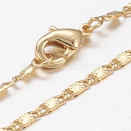Brass Chain Necklaces, with Lobster Claw Clasps, Real 18K Gold Plated, 17.7 inch(45cm), 2mm(X-MAK-L009-17G)