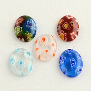 Oval Handmade Millefiori Glass Cabochons, Mixed Color, 14x10x3mm(LK-R005-18)