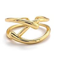 Brass Cuff Rings, Open Rings, Real 18K Gold Plated, US Size 6, Inner Diameter: 17mm(RJEW-O044-03G)