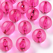 Transparent Acrylic Beads, Round, Fuchsia, 20x19mm, Hole: 3mm, about 111pcs/500g(MACR-S370-A20mm-706)