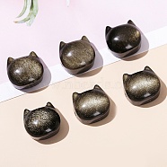 Natural Golden Sheen Obsidian Beads, Cat Head Shape, 9x14mm(PW-WG16745-01)