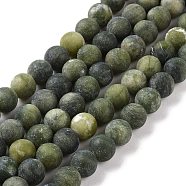 Round Frosted Natural TaiWan Jade Bead Strands, 8mm, Hole: 1mm, about 46pcs/strand, 15 inch(G-M248-8mm-02)