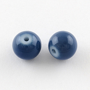 Painted Glass Bead Strands, Baking Paint, Round, Marine Blue, 6mm, Hole: 1.3~1.6mm, about 133pcs/strand, 31.4 inch(DGLA-S071-6mm-B45)
